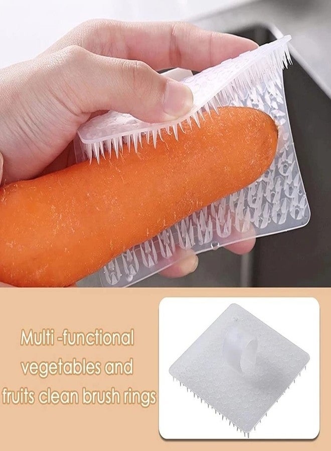 Styxon Silicone Fruit and Vegetable Cleaning Brush with Handle Flexible Kitchen Cleaning Tools | White | Pack-2 - Image 2